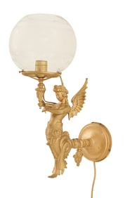 French Gilt-Metal "Victory" Gas Wall Sconce