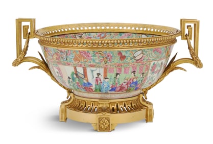 Franco-Chinese Porcelain and Bronze Centerpiece