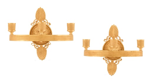 Pair of American Empire-Style Gilt-Bronze Sconces