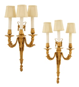 Pair of French Gilt-Bronze Sconces