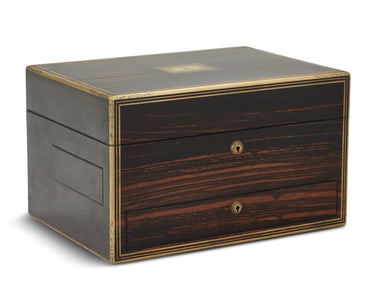 Exceptional Brass-Inlaid Calamander Writing Box