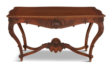 Large French Mahogany Library/Center Table
