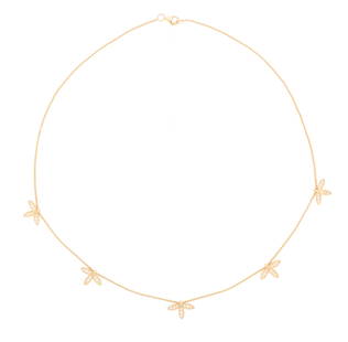 Diamond Necklace: Diamond Necklace 14k yellow gold, the necklace mounted with round brilliant-cut diamonds weighing approximately 0.45 carats in total. l. 16" to 18", total weight 5.2 grams