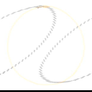 Diamond Tennis Necklace: Diamond Tennis Necklace 14k yellow gold, the necklace mounted with round brilliant-cut diamonds weighing approximately 3.50 carats in total. l. 16", total weight 11.6 grams