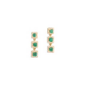 Pair of Emerald and Diamond Earrings
