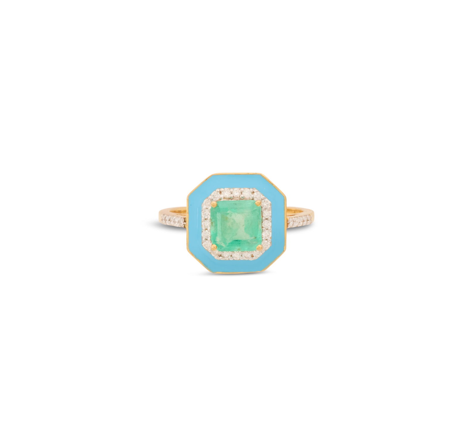 Emerald, Diamond and Enamel Ring (1 of 3)