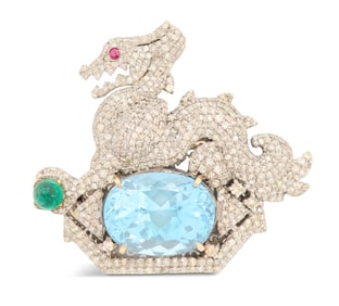 Gem-Set Dragon Brooch/Pendant