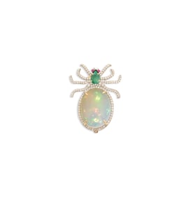 Opal, Diamond and Emerald Beetle Brooch