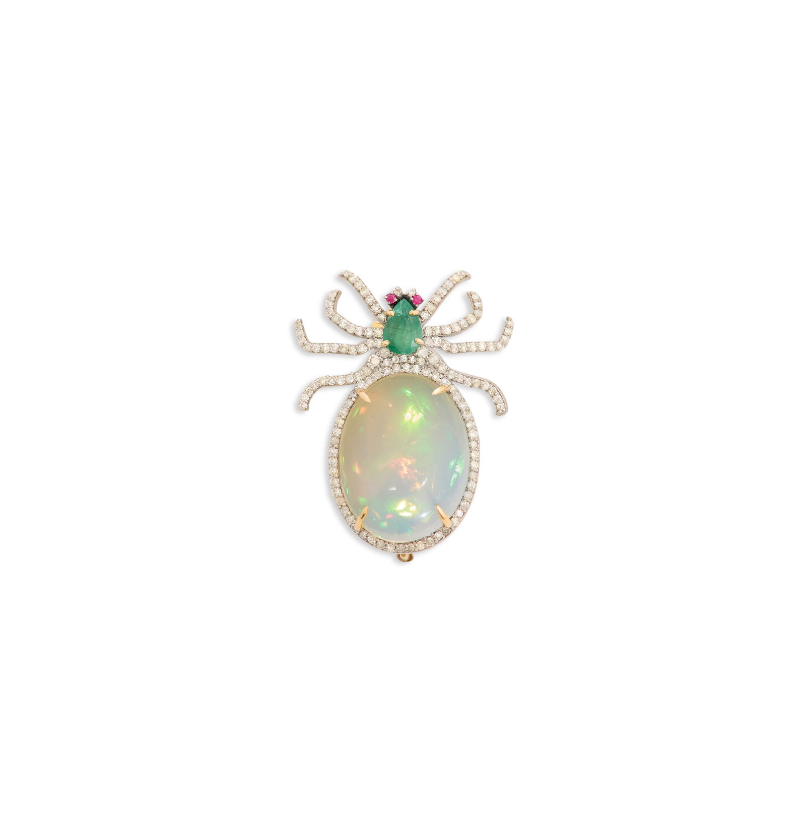 Opal, Diamond and Emerald Beetle Brooch (1 of 1)