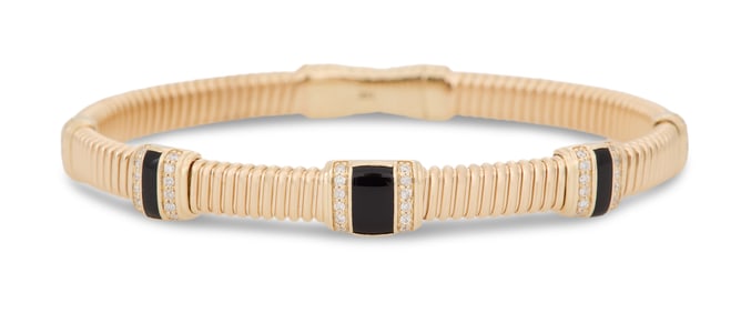 Diamond and Onyx Bangle Bracelet