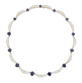 Beautiful Diamond and Sapphire Necklace