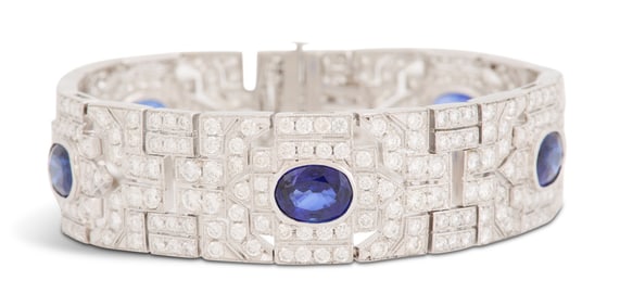 Art Deco Diamond and Sapphire Bracelet