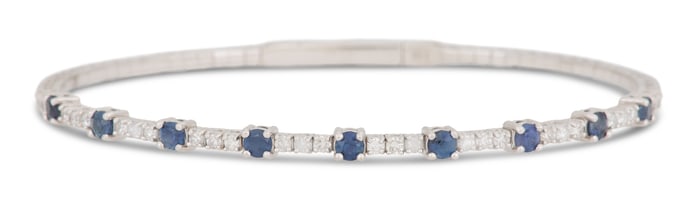 Diamond and Sapphire Bangle Bracelet