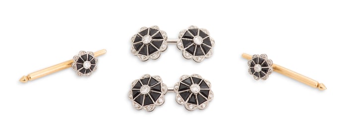 Diamond and Onyx Cufflink Set