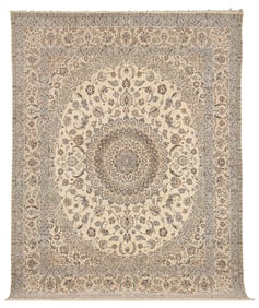 Semi-Antique Silk and Wool Isfahan Carpet