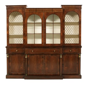 Regency-Style Rosewood and Mahogany Breakfront