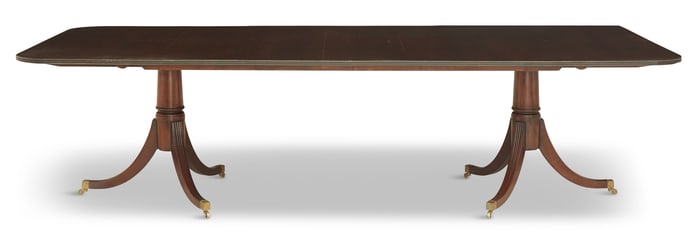 Custom Mahogany Double Pedestal Dining Table