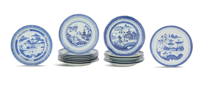 Chinese Export Canton Dinner and Soup Plates
