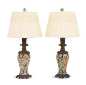 Pair of Chinese Export Porcelain Lamps
