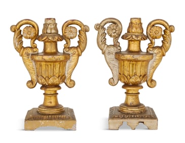 Pair of Italian Giltwood Neoclassical Urns