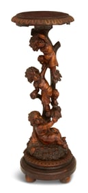 Italian Carved Wooden Figural Pedestal