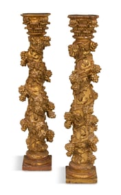 Pair of Italian Giltwood Solomonic Columns