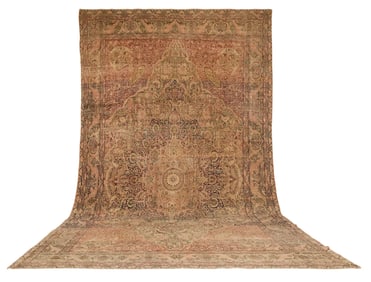 Antique Persian Lavar Kerman Carpet