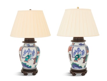 Pair of Chinese Ginger Jar Lamps