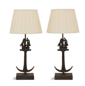 Pair of Nautical-Themed Metal Lamps