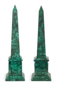 Pair of Malachite Obelisks