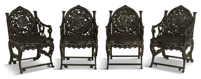 Set of Four Northampton Cast-Iron Garden Chairs