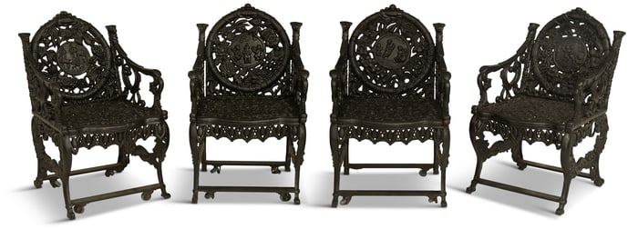 Set of Four Northampton Cast-Iron Garden Chairs