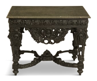 Cast-Iron and Granite-Top Garden Table