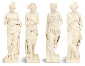 Four Neoclassical Marble Garden Figures