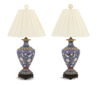 Pair of Chinese Cloisonne Lamps