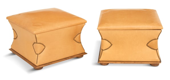 Pair of Contemporary Leather Ottomans