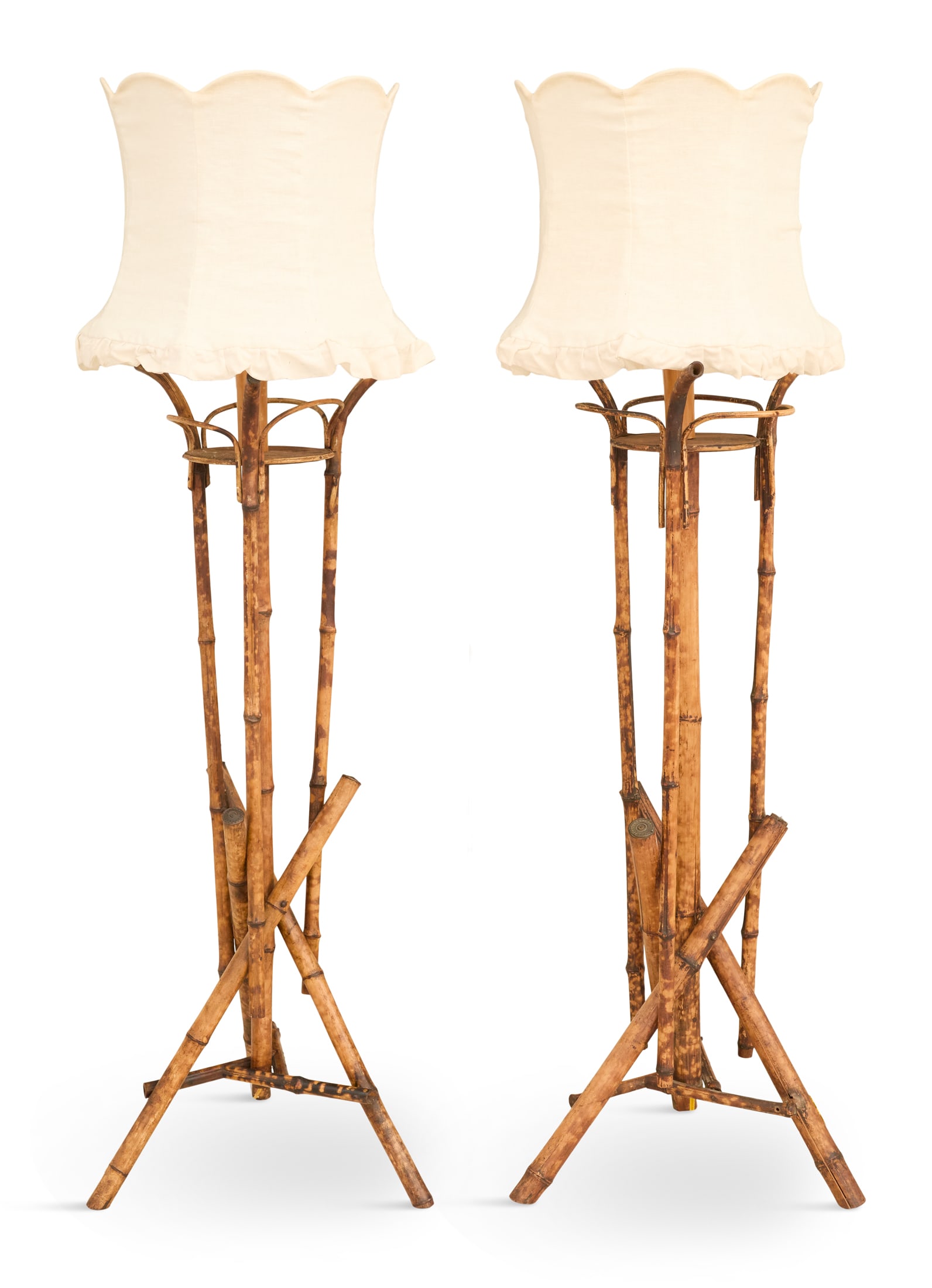 Unusual Pair of Bamboo Floor Lamps (1 of 2)
