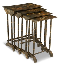 Four Japanned Papier-Mache Nesting Tables