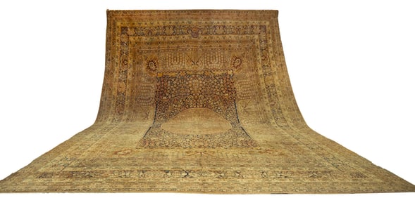 Antique Persian Lavar Kerman Carpet