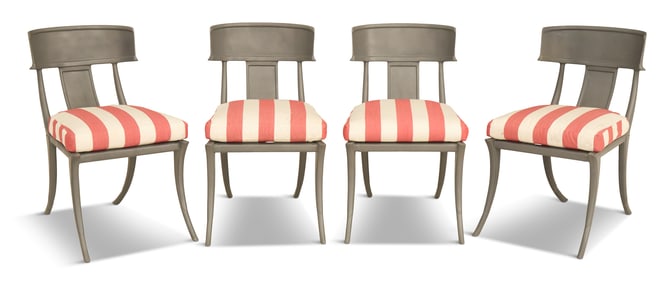 Set of Four Zinc Klismos Chairs
