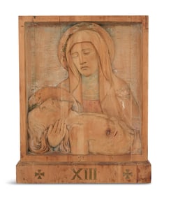 Large Carved Icon of the Lamentation of Christ