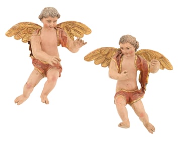 Pair of Italian Painted and Gilded Altar Figures