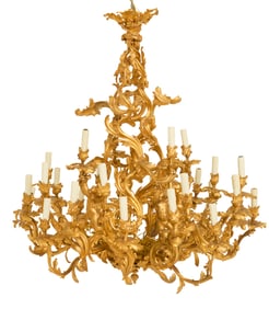 Monumental Empire-Style Gilt-Bronze Chandelier