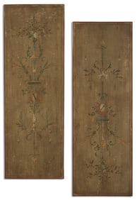 Pair of Painted Fabric Panels