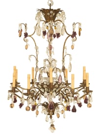 Large Glass and Gilt-Metal Chandelier