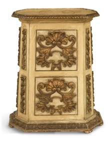 Italian Polychrome and Parcel-Gilt Pedestal