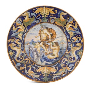 Rare Italian Istoriato Majolica Dish
