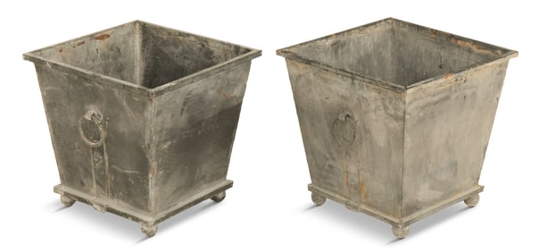 Pair of Metal Tree Tubs of Asian Inspiration