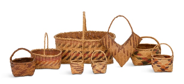Eight Native American Regional River Cane Baskets