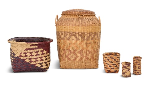 Five Choctaw Swamp Cane Baskets